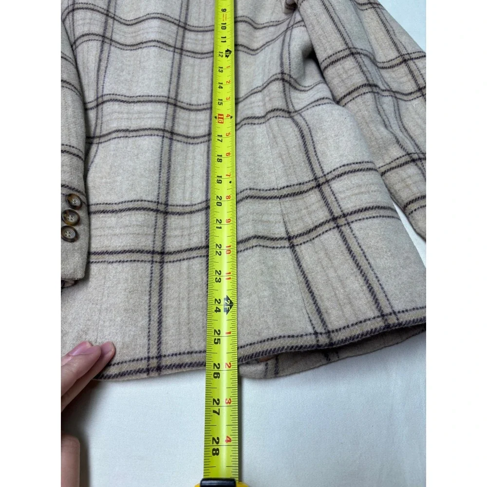 LL Bean Wool Cashmere Plaid Blazer Jacket Beige‎ Tan 10P Petite 0WL13